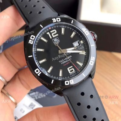 Swiss Tag Heuer Formula 1 Calibre 5 Men Watch Black Leather Strap